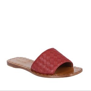 Bottega Veneta Ravello intrecciato nappa leather flat sandals EU38 / US 8 red